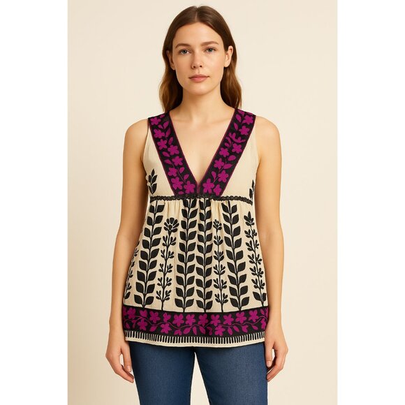 Coco and Chase Medium Sheer Chiffon Sleeveless Tunic Top Lightweight Flow - Picture 1 of 8
